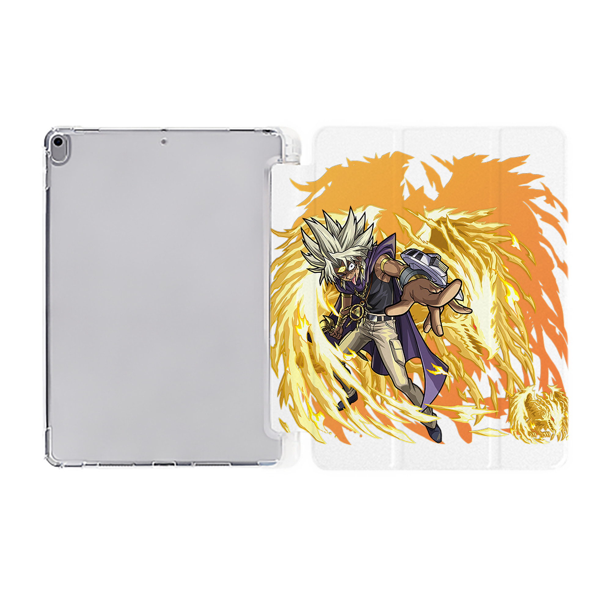 （画像用） 遊☆戯☆王 Yu-Gi-Oh! IPad ケース ペン収納付き 三つ折りスタンド PUレザー×シリコン 対応機種9.5/10.5/10.9インチ
